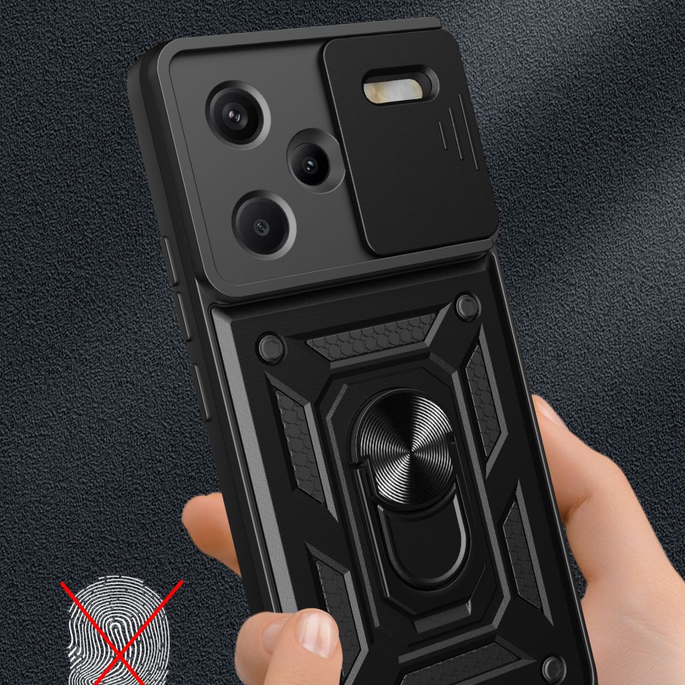 Tech - Protect Xiaomi Redmi Note 13 Pro+ 5G Camshield Pro Σκληρή Θήκη με Πλαίσιο Σιλικόνης και Δαχτυλίδι Συγκράτησης - Black