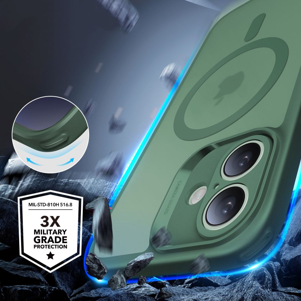 ESR iPhone 16 - Classic Pro Halolock - Σετ με 1 Αντιχαρακτικό Γυαλί Οθόνης και Θήκη MagSafe - Frosted Green