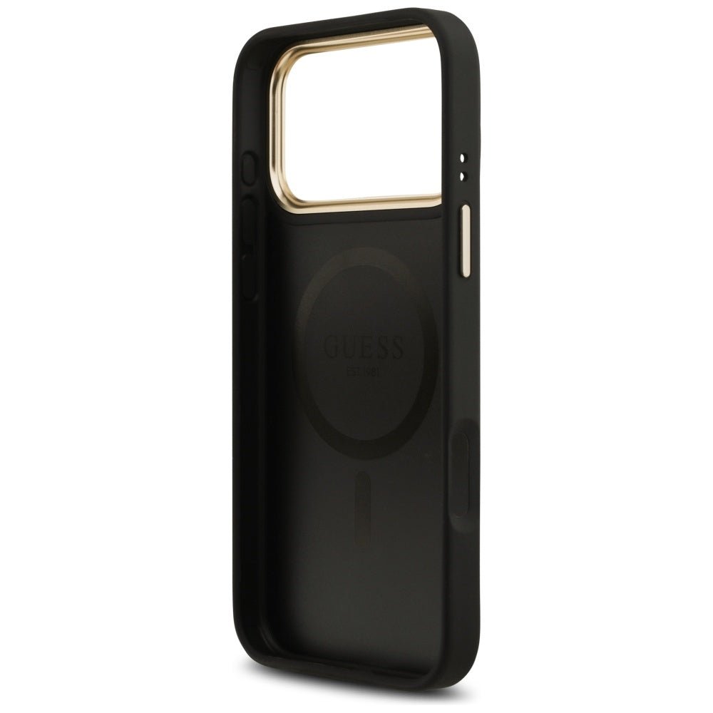Guess iPhone 17 Pro Max - 4G Stripe MagSafe - Θήκη με Επένδυση Συνθετικού Δέρματος - Black - GUHMP17XPG4SEMCK