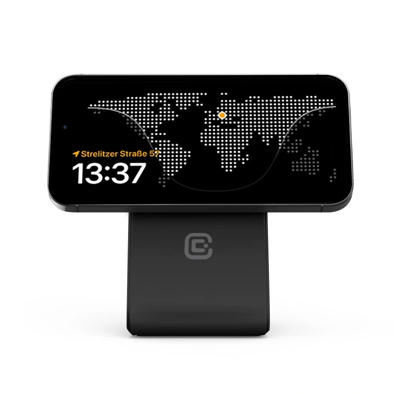 Crong MagSpot Stand 2 σε 1 Ασύρματος MagSafe Φορτιστής για iPhone και AirPods - Black