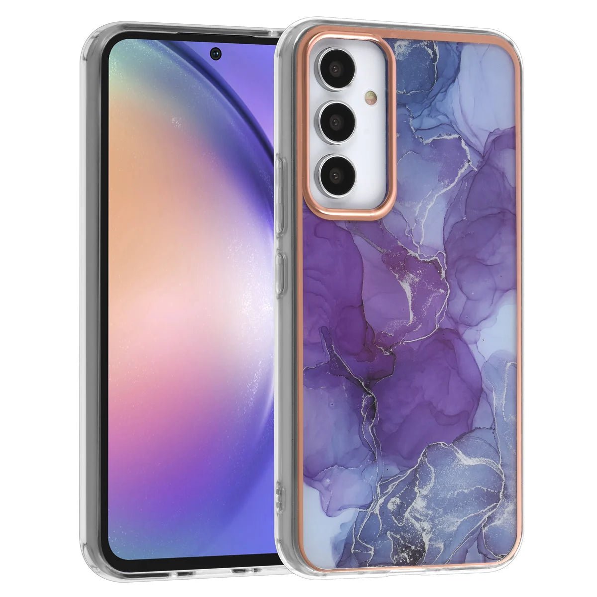 Tuniq Samsung Galaxy A54 5G - Σκληρή Θήκη με Πλαίσιο Σιλικόνης - Σχέδιο Μάρμαρο - Μοβ