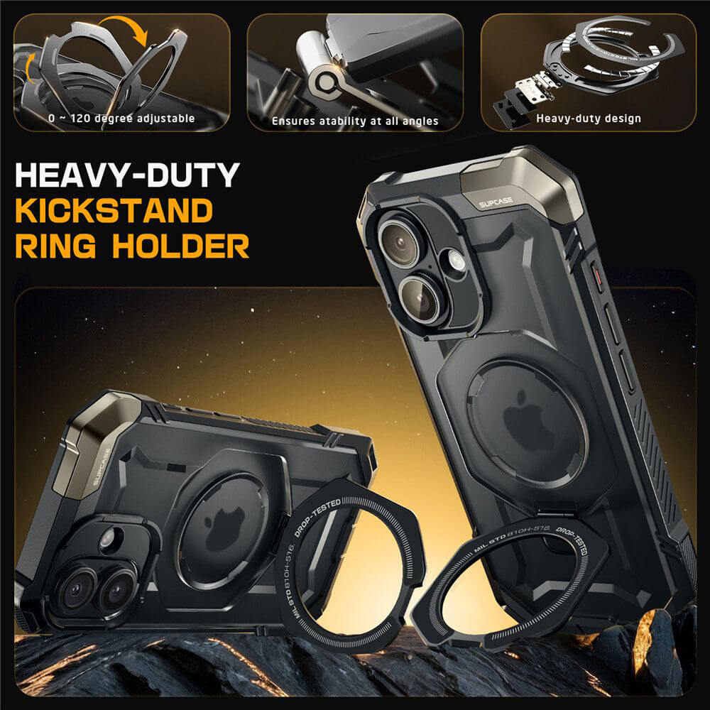 Supcase iPhone 16 Plus Unicorn Beetle Defender Σκληρή Θήκη με MagSafe και Stand - Black