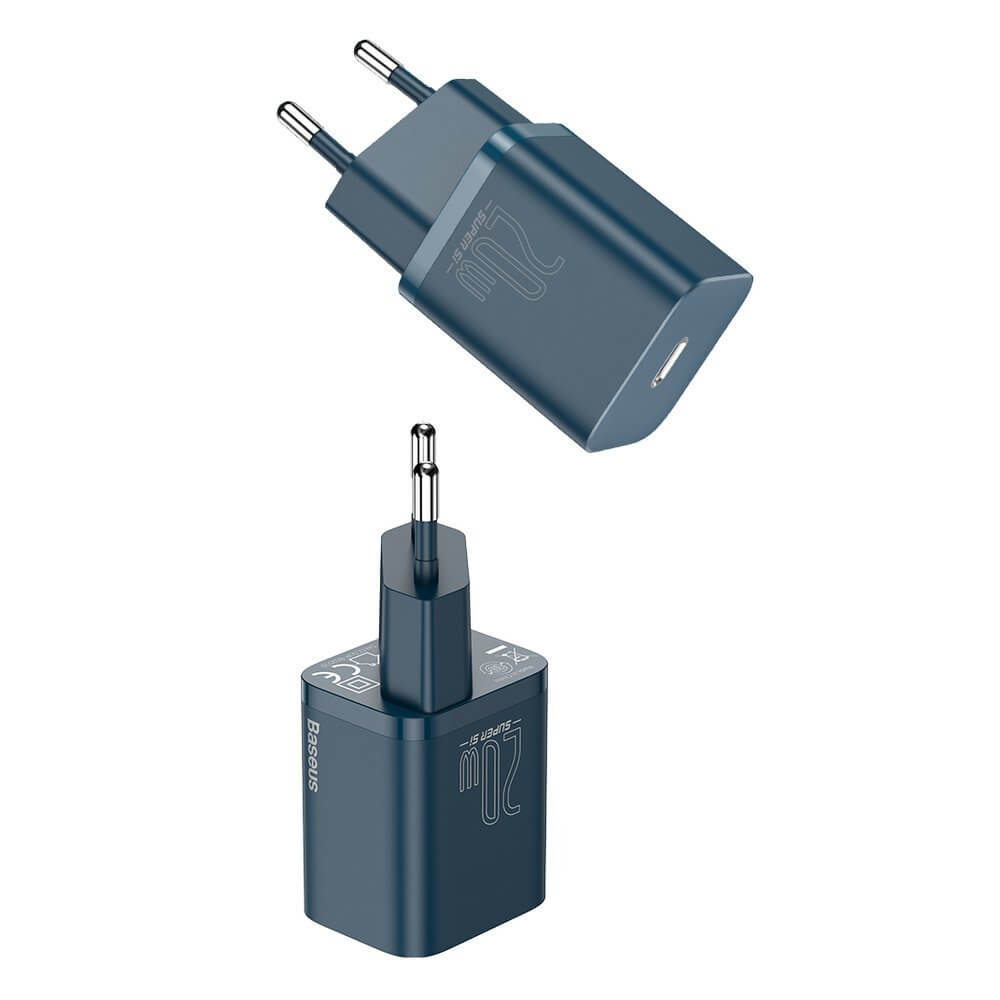 Baseus Super Si 1C PD 20W Οικιακός Φορτιστής με Θύρα Type - C και Καλώδιο Type C to Lightning - Blue - TZCCSUP - B03