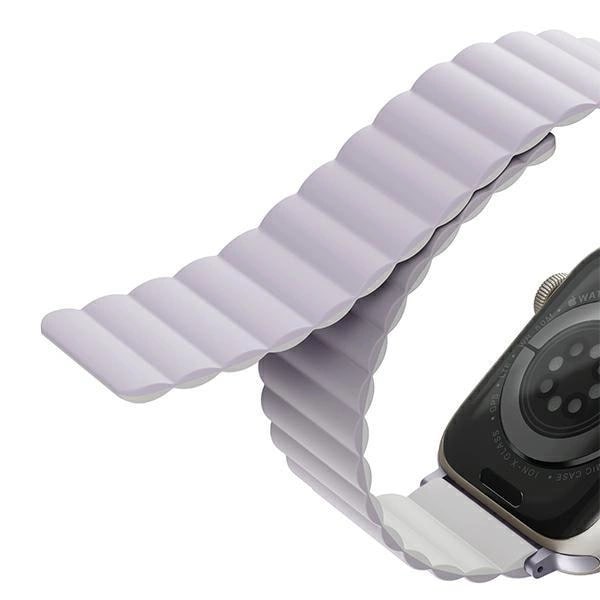 Uniq Λουράκι Apple Watch 2 / 3 / 4 / 5 / 6 / 7 / 8 / 9 / SE - 38 / 40 / 41 mm Revix Μαγνητικό Σιλικόνης Διπλής Όψης - Lilac / White