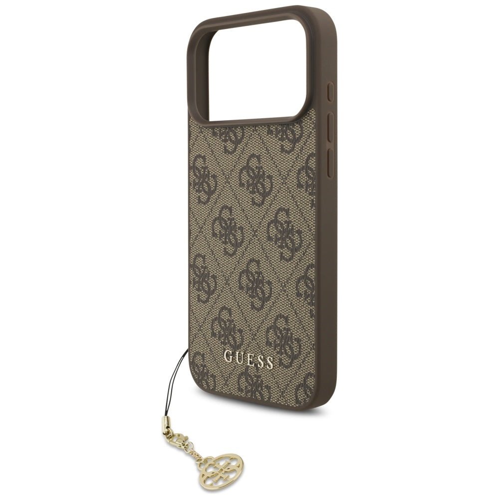 Guess iPhone 17 Pro Max - 4G Charms Collection MagSafe - Θήκη με Επένδυση Συνθετικού Δέρματος - Brown - GUHMP17XGF4GCW