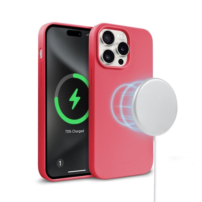 Crong iPhone 15 Pro Max Color Cover Magnetic - Θήκη Σιλικόνης με MagSafe - Pink