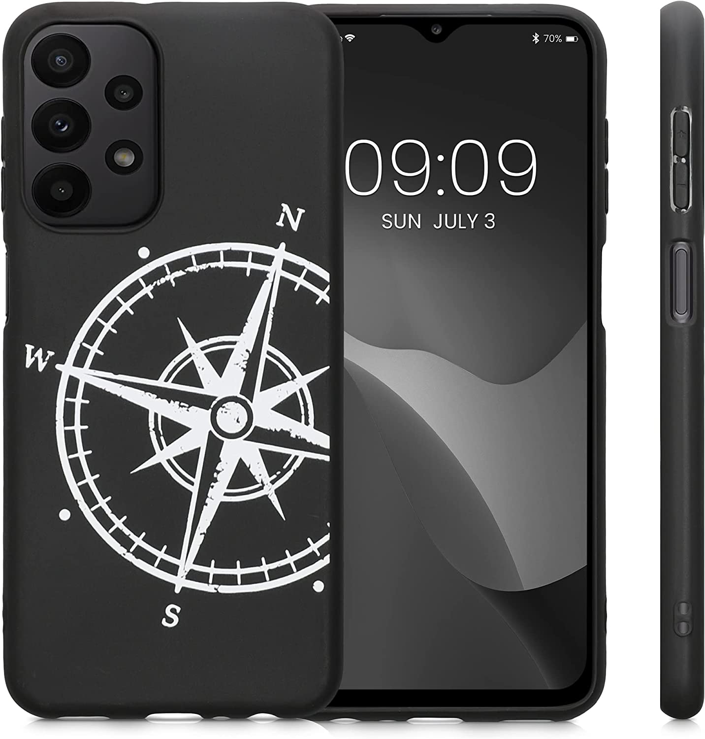 KW Samsung Galaxy A23 5G Θήκη Σιλικόνης Design Vintage Compass - Black / White - 58242.04