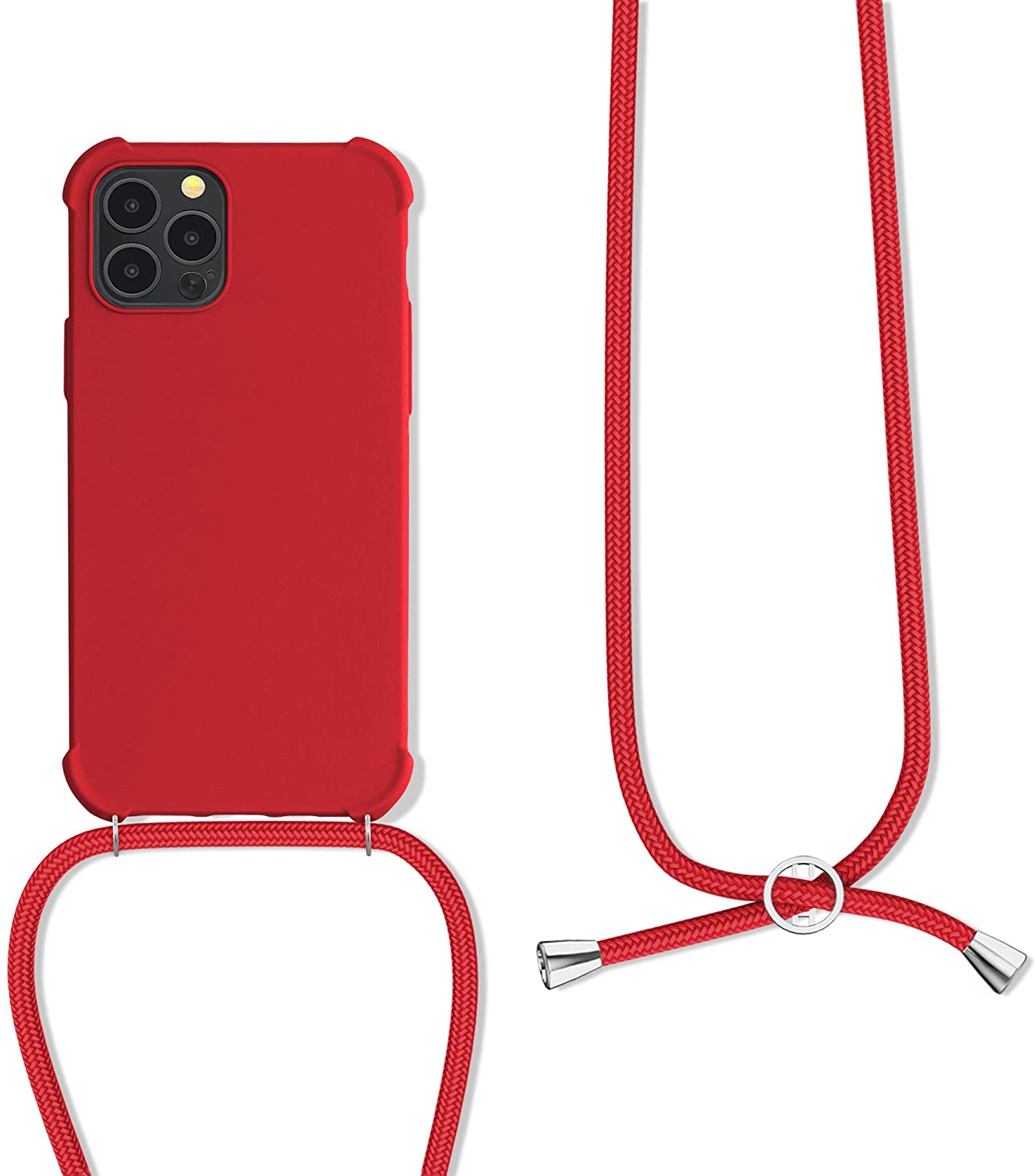 KW iPhone 12 / iPhone 12 Pro Θήκη Σιλικόνης TPU με Λουράκι - Red Matte - 53840.09
