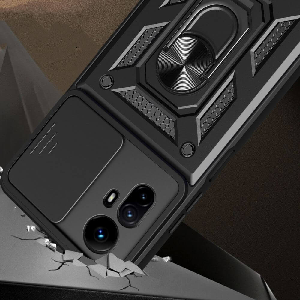 Tech - Protect Xiaomi Redmi Note 12S Camshield Pro Σκληρή Θήκη με Πλαίσιο Σιλικόνης και Δαχτυλίδι Συγκράτησης - Black