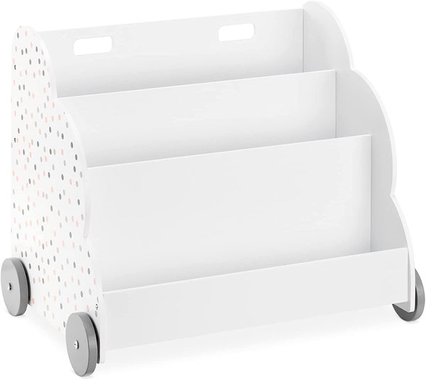 Navaris Παιδικό Κουτί Αποθήκευσης Παιχνιδιών με 3 Διαμερίσματα και Ρόδες - White - Grey / Pink - 55858.01