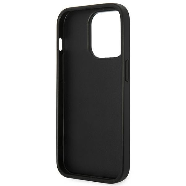 Karl Lagerfeld iPhone 14 Pro Max - Saffiano Karl's Head Patch Σκληρή Θήκη με Επένδυση Συνθετικού Δέρματος και Πλαίσιο Σιλικόνης - Black - KLHCP14XSAPKHK