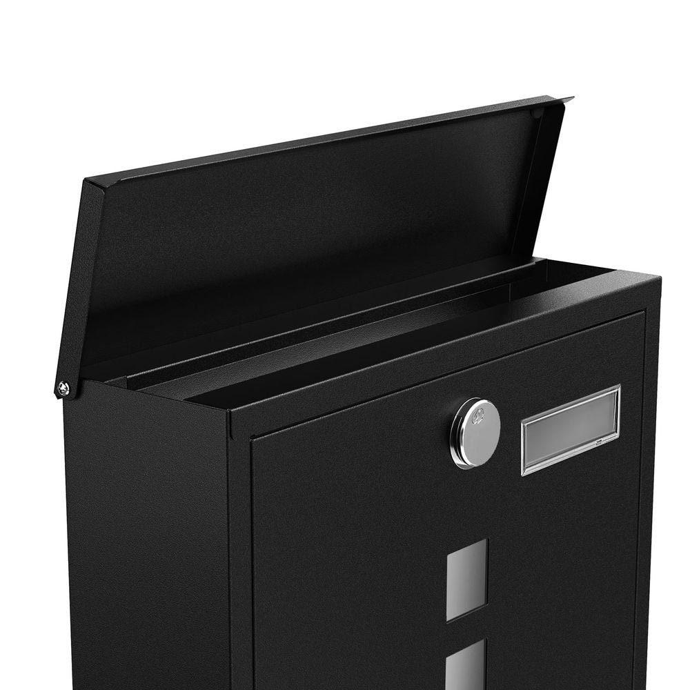 Songmics Επιτοίχιο Μεταλλικό Γραμματοκιβώτιο με Κλειδαριά - Black - GMB020B02