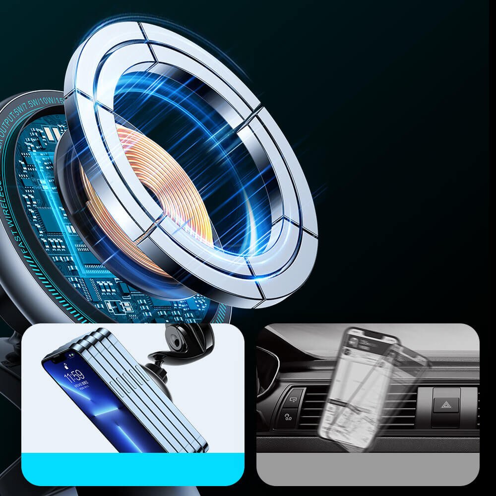 Joyroom Μαγνητική Βάση Αυτοκινήτου για το Ταμπλό 15W με Ασύρματη Φόρτιση MagSafe - Silver - JR - ZS290