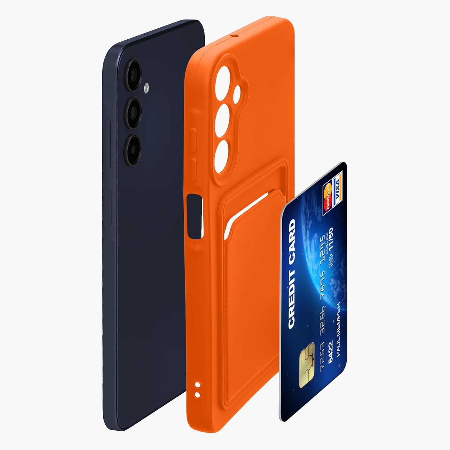 KW Samsung Galaxy A15 4G / A15 5G Θήκη Σιλικόνης TPU με Υποδοχή για Κάρτα - Orange