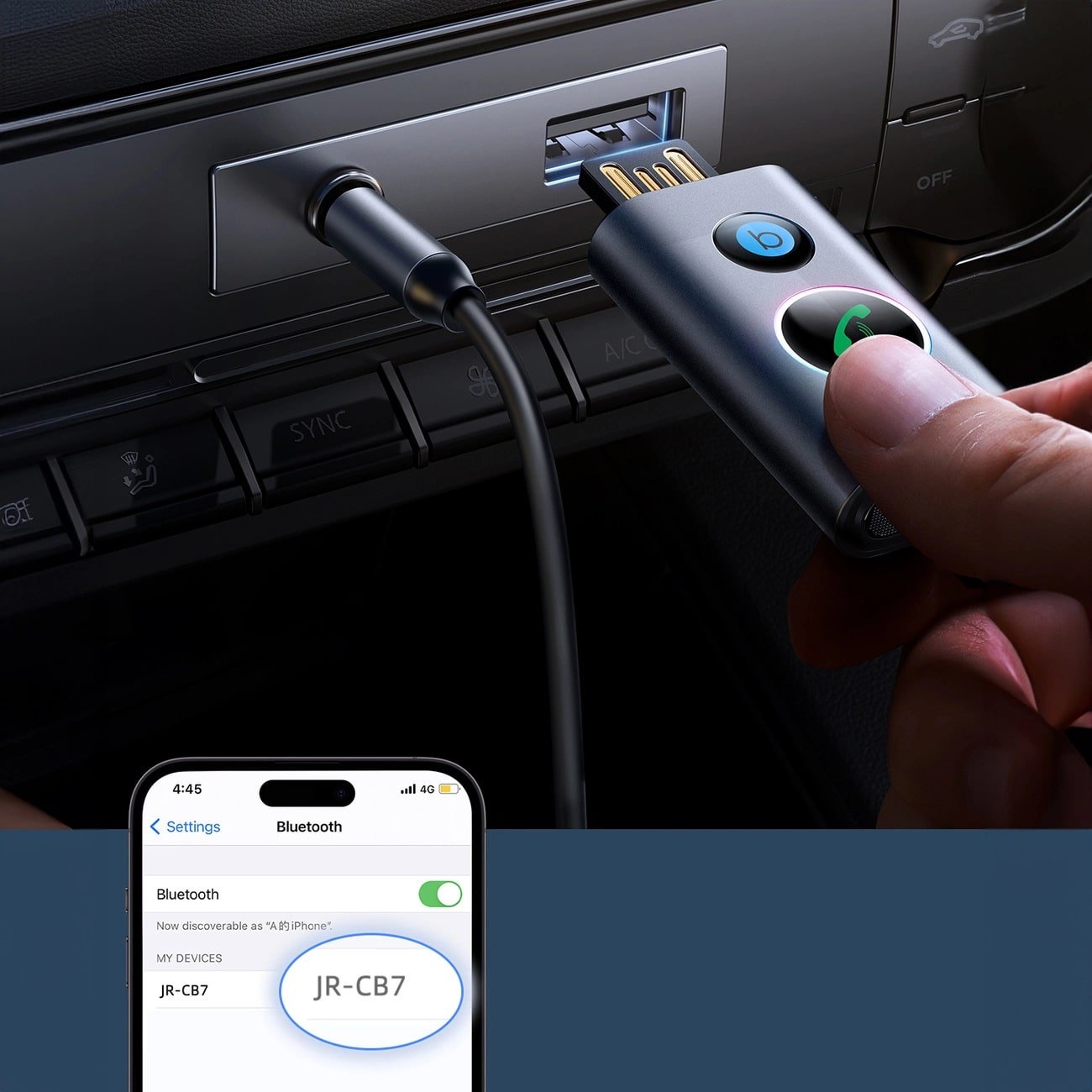 Joyroom JR - CB7 Bluetooth AUX Receiver για Αναπαραγωγή Μουσικής / Κλήσεις στο Αυτοκίνητο - Grey
