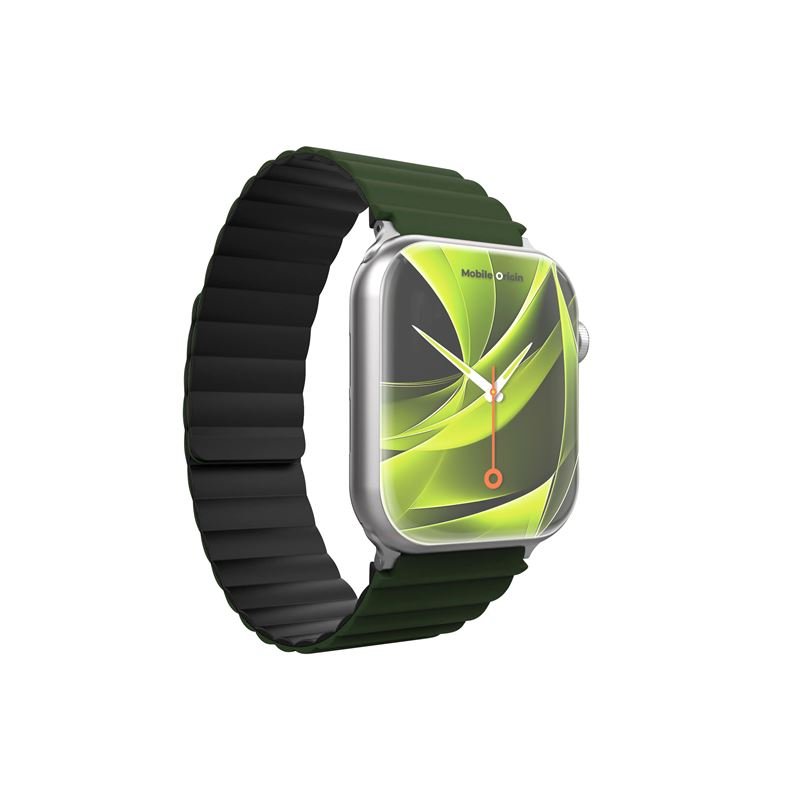 Mobile Origin Λουράκι Apple Watch 4/5/6/7/8/9/10/11 - SE (1/2/3) - Ultra (1/2/3) - 42/44/45/49mm Strap II Σιλικόνης - Green / Black
