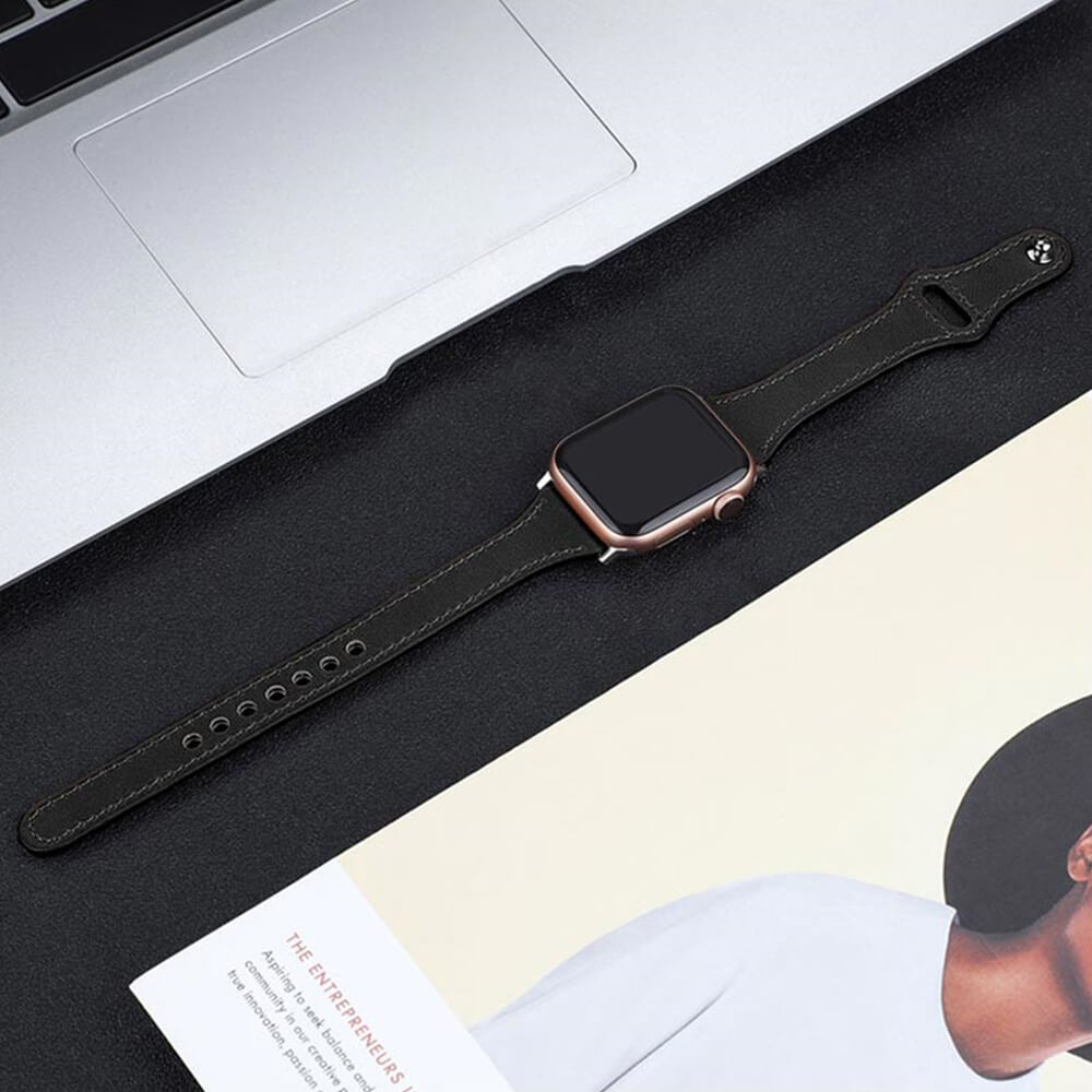 Techsuit Λουράκι Apple Watch 4/5/6/7/8/9/10/11 - SE (1/2/3) - ULTRA (1/2/3) - 44/45/46/49mm Watchband W033 από Συνθετικό Δε΄ρμα - 35 x 14 x 180mm - Black