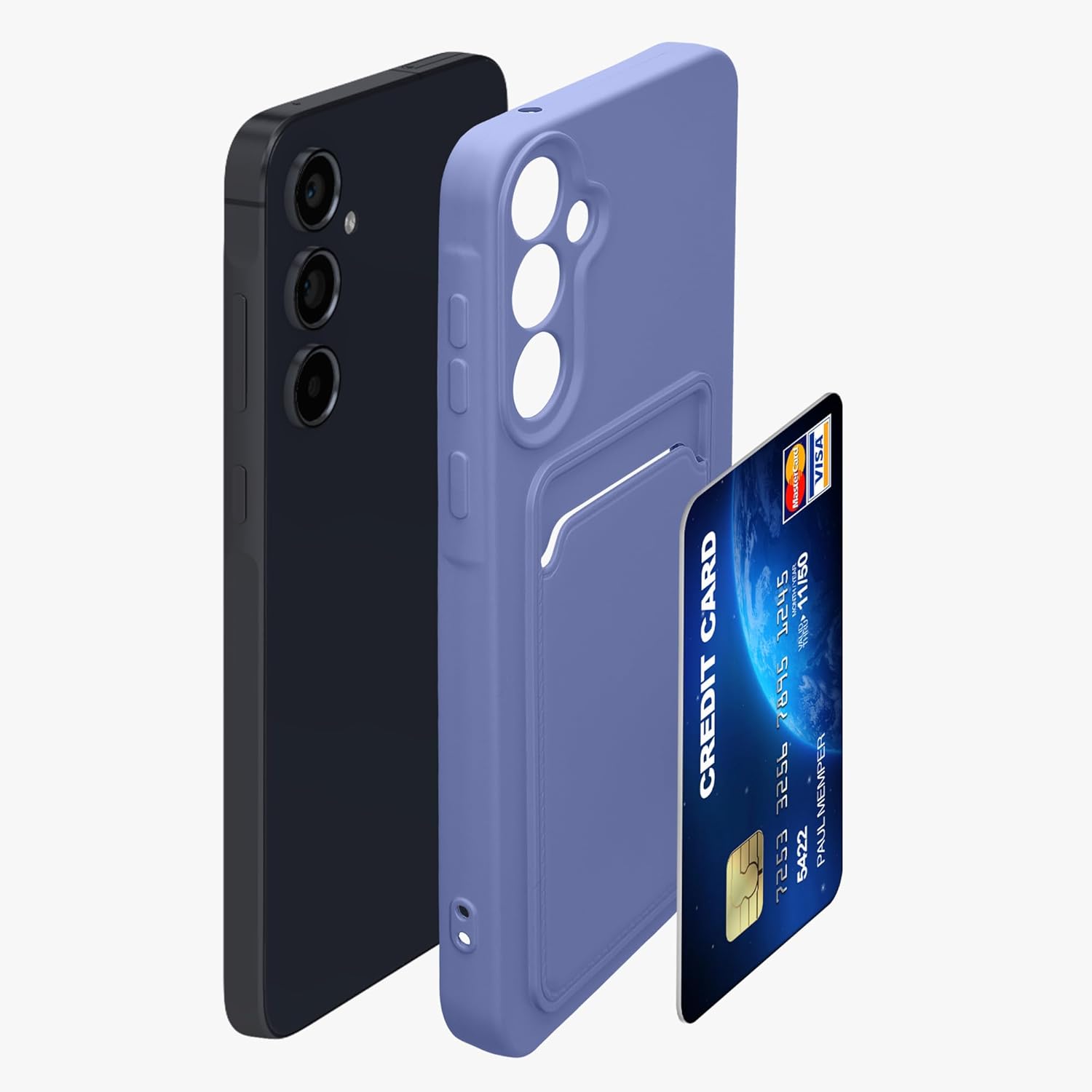 KW Samsung Galaxy A55 5G Θήκη Σιλικόνης TPU με Υποδοχή για Κάρτα - Lavender