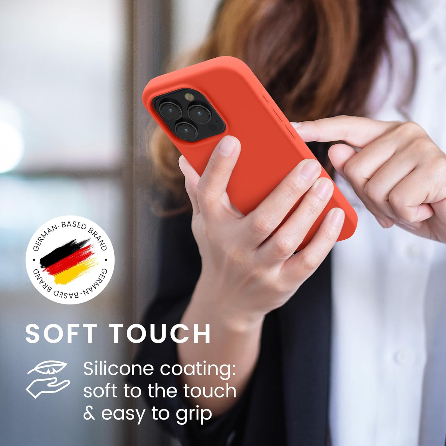 KW iPhone 15 Pro Θήκη Σιλικόνης Rubberized TPU - Luminous Coral