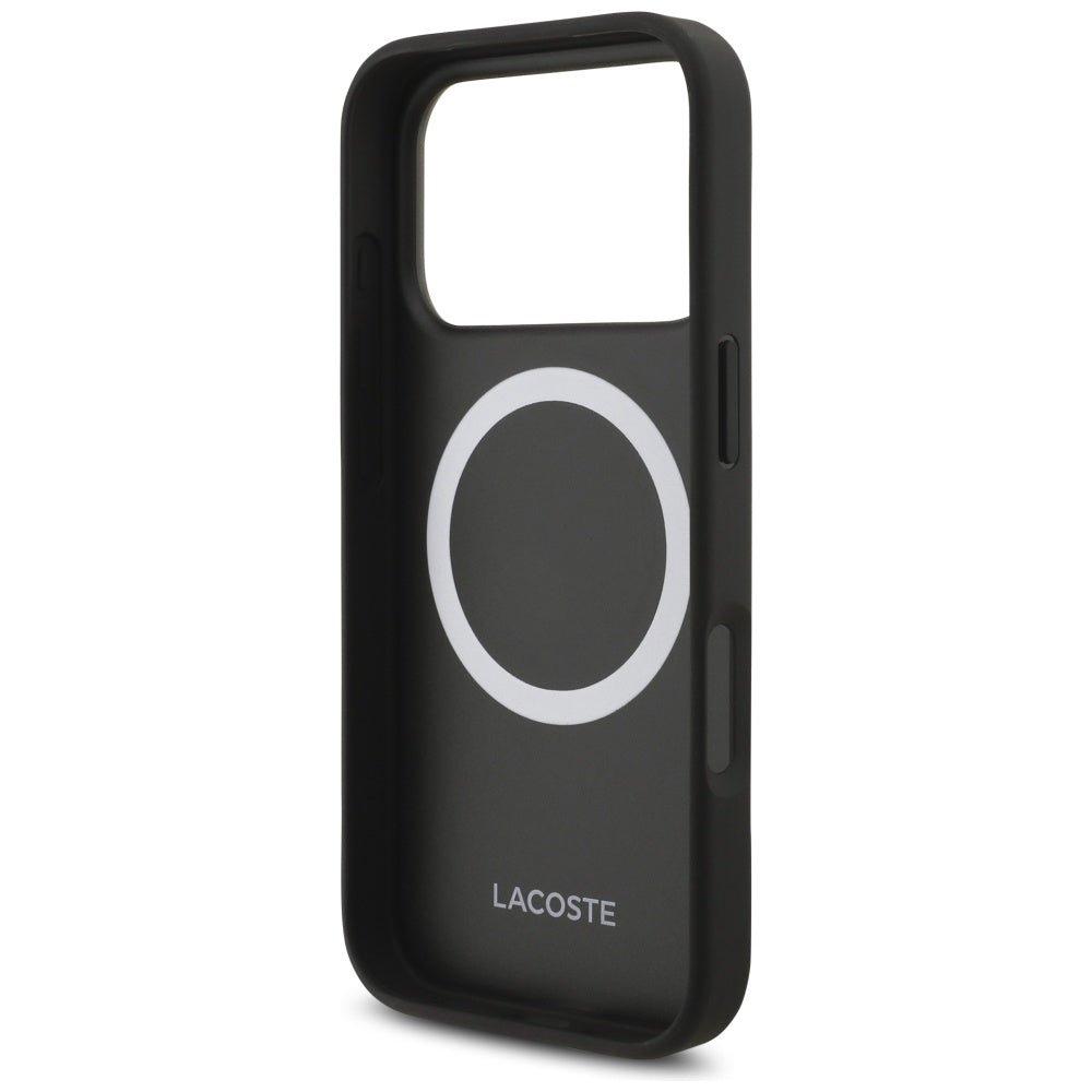 Lacoste iPhone 17 Pro - Iconic Petit Pique Woven Logo MagSafe - Σκληρή Θήκη με Πλαίσιο Σιλικόνης - Navy Blue