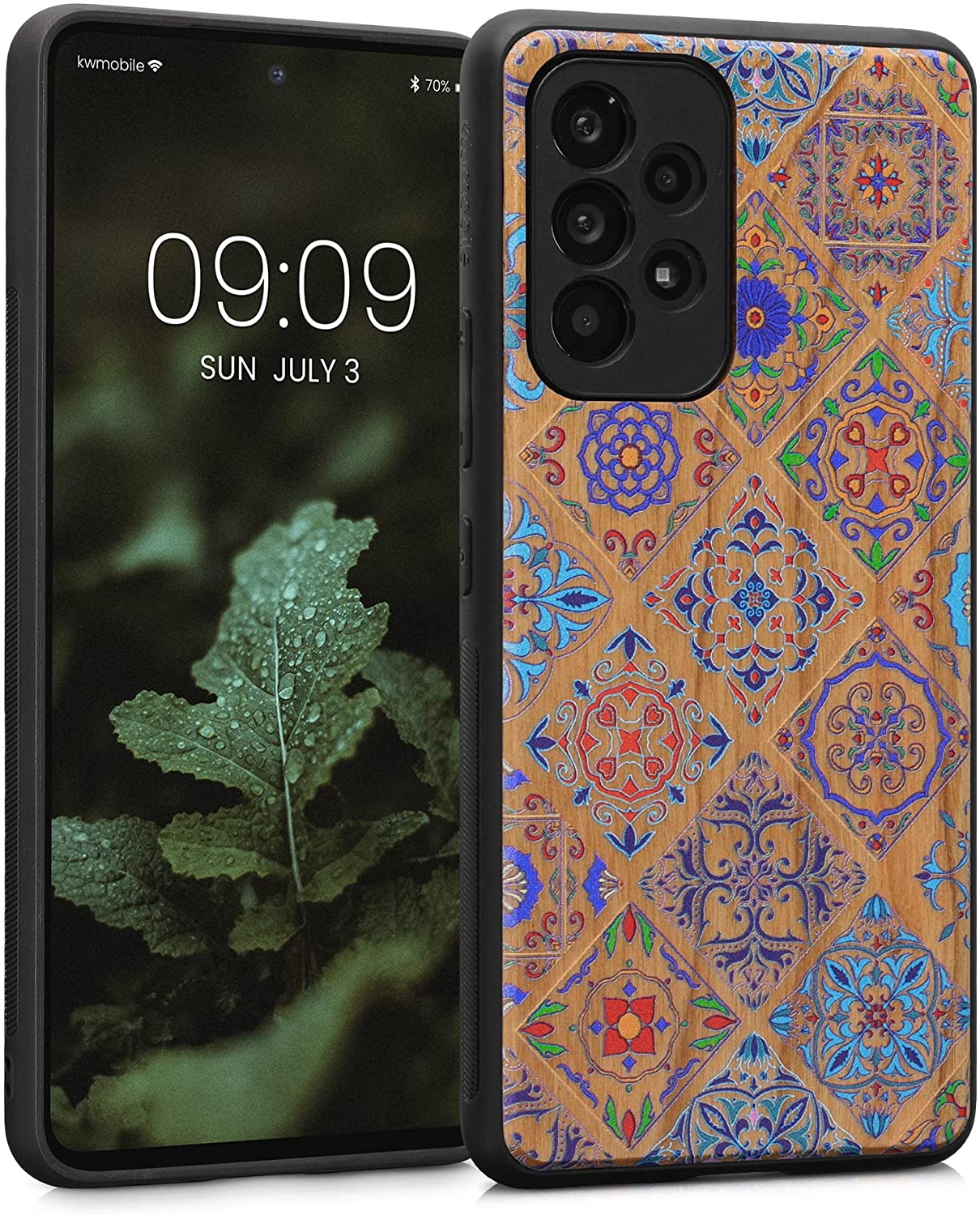 KW Samsung Galaxy A53 5G Θήκη από Φυσικό Ξύλο Design Moroccan Tiles - Multicolor / Brown - 58317.06