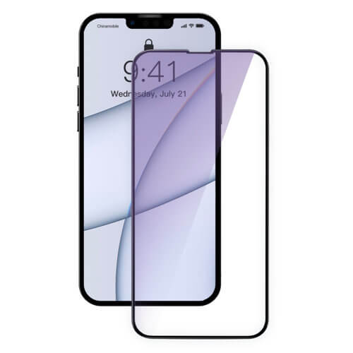 Baseus iPhone 13 Pro Max 0.3mm Anti - Blue Light Case Friendly Full Screen Αντιχαρακτικό Γυαλί Οθόνης - 2 Τεμάχια - Black - SGQP010501