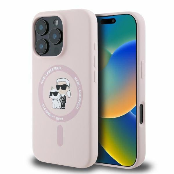 Karl Lagerfeld iPhone 16 Pro Max - Silicone KC Heads Ring MagSafe - Θήκη Σιλικόνης με MagSafe - Pink - KLHMP16XSCMKCRHP