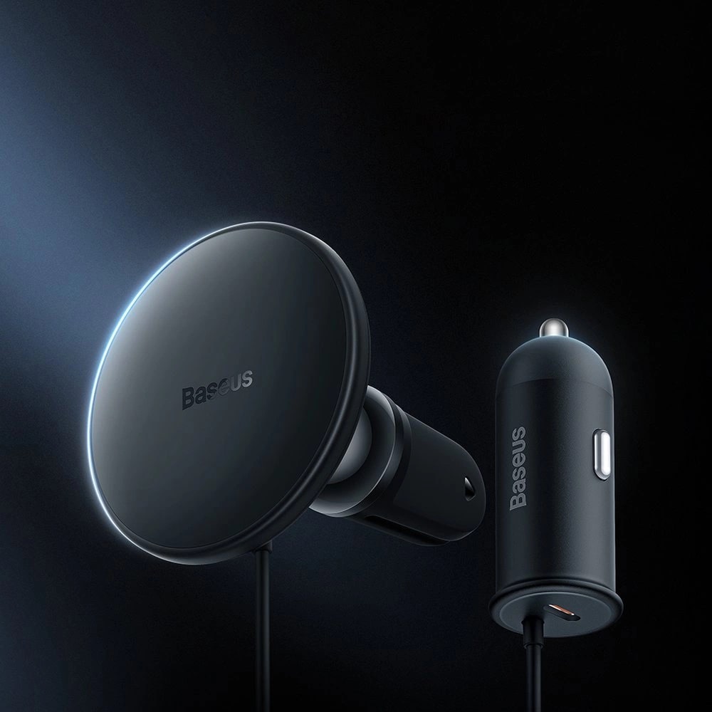 Baseus CW01 Φορτιστής Αυτοκινήτου με Θύρα USB 25W και Μαγνητική Βάση Αυτοκινήτου Αεραγωγού με Ασύρματη Φόρτιση MagSafe 15W - Black - C40141000111 - 01