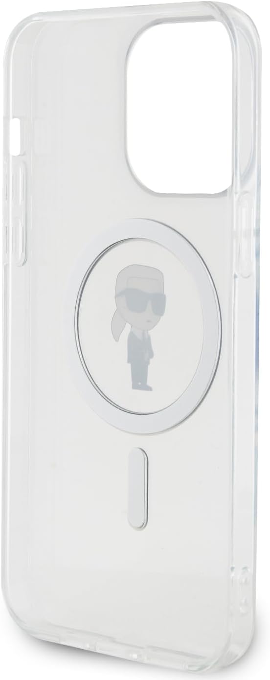 Karl Lagerfeld iPhone 15 Pro Max - IML Ikonik Magsafe Σκληρή Θήκη με Πλαίσιο Σιλικόνης και MagSafe - Διάφανη - KLHMP15XHFCKNOT