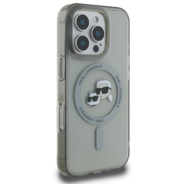 Karl Lagerfeld iPhone 16 Pro Max - IML Metal Karl and Choupette Head - Σκληρή Θήκη με Πλαίσιο Σιλικόνης και MagSafe - Black - KLHMP16XHLSKCK