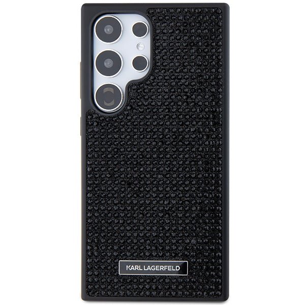 Karl Lagerfeld Samsung Galaxy S24 Ultra - Rhinestone Logo Metal Plate Σκληρή Θήκη με Πλαίσιο Σιλικόνης - Black - KLHCS24LHDSPRK