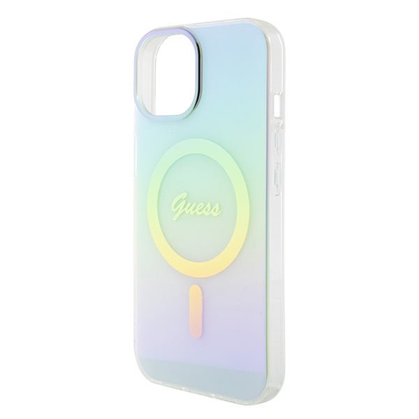 Guess iPhone 15 IML Iridescent MagSafe Σκληρή Θήκη με Πλαίσιο Σιλικόνης και MagSafe - Turquoise - GUHMP15SHITSQ