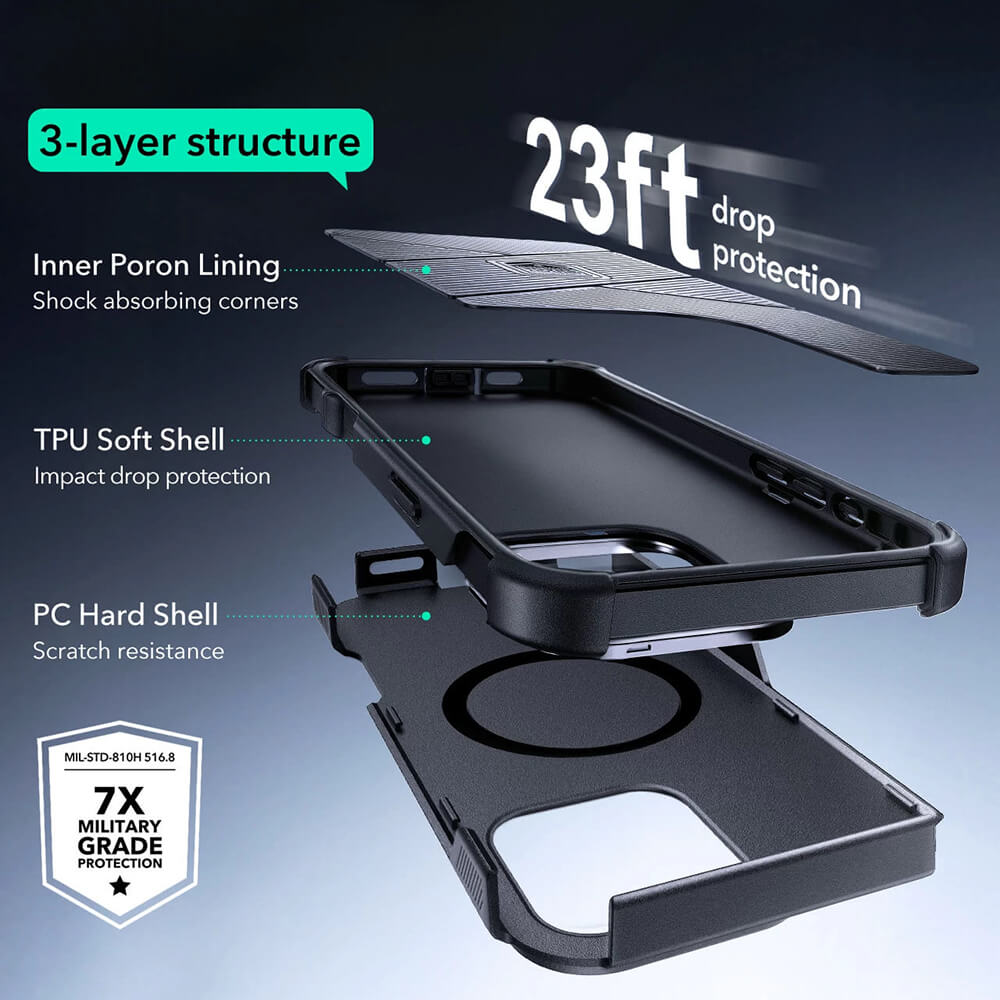ESR iPhone 16 Pro Max Cyber Armor Kickstand Σκληρή Θήκη με Stand και MagSafe - Black