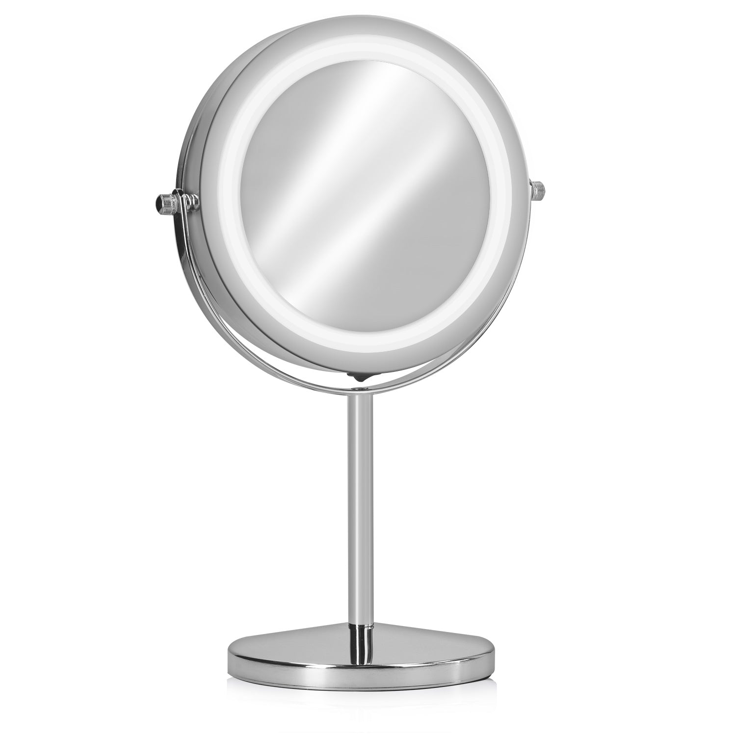 Navaris LED Illuminated Two - Sided Vanity Makeup Mirror - Περιστρεφόμενος Φωτιζόμενος Καθρέπτης LED - Silver - 43104