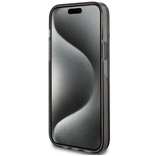Guess iPhone 15 Liquid Glitter Gold Stripes Σκληρή Θήκη με Πλαίσιο Σιλικόνης - Black - GUHCP15SLFCSEGK