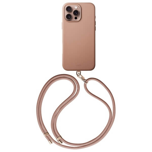 Uniq iPhone 16 Pro Max - Coehl Muse - Σκληρή Θήκη με Επένδυση Συνθετικού Δέρματος και Λουράκι - Dusty Nude