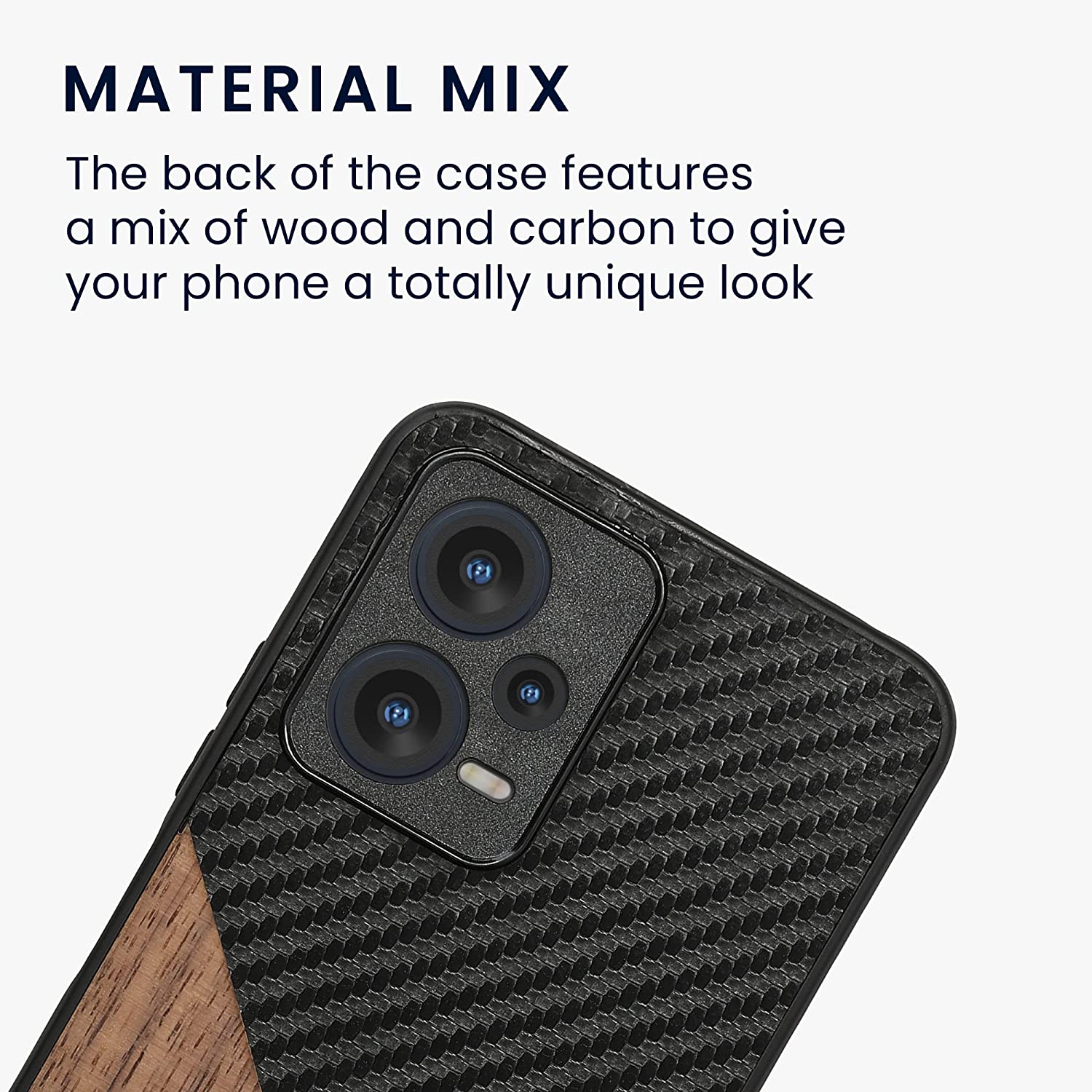 KW Xiaomi Redmi Note 12 5G / Xiaomi Poco X5 5G Θήκη από Φυσικό Ξύλο και Carbon - Black / Dark Brown - 61168.01