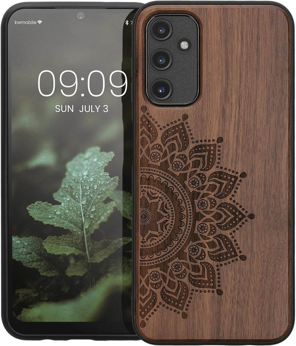 KW Samsung Galaxy A14 5G Θήκη από Φυσικό Ξύλο - Design Rising Sun - Dark Brown - 60817.02