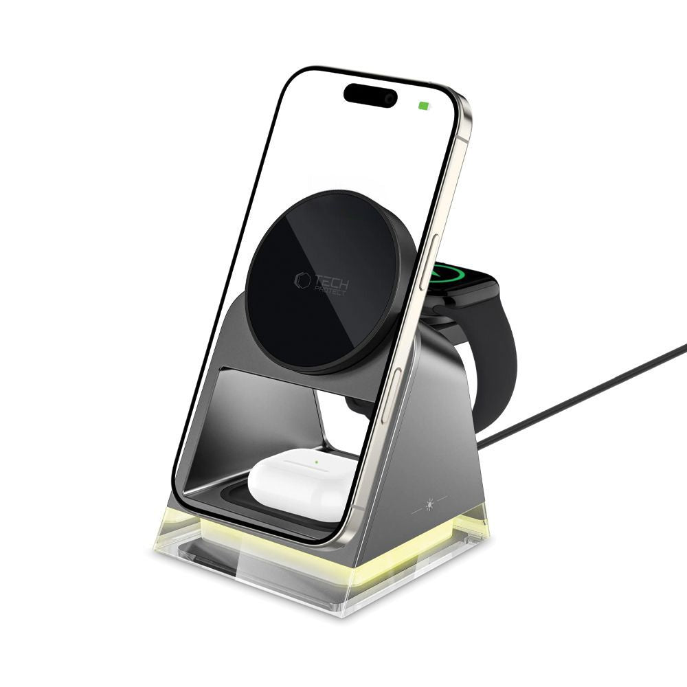 Tech - Protect QI15W - A43 3in1 Ασύρματος Μαγνητικός Φορτιστής MagSafe - Black