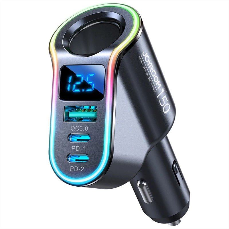 Joyroom JR - CL21 4in1 PD 150W Φορτιστής Αυτοκινήτου με 1 Θύρα USB και 2 Θύρες Type - C - Black