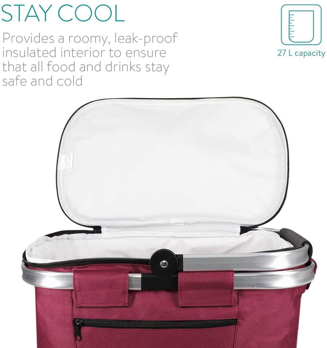 Navaris Πτυσσόμενη Ισοθερμική Τσάντα Πικ - Νικ - Bordeaux - 45859.13