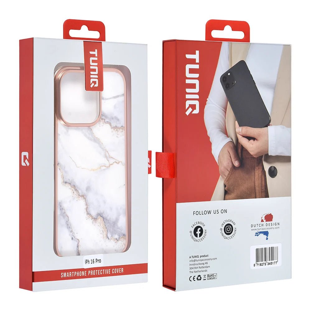Tuniq iPhone 16 Pro Silicone Θήκη Σιλικόνης - Marble / White