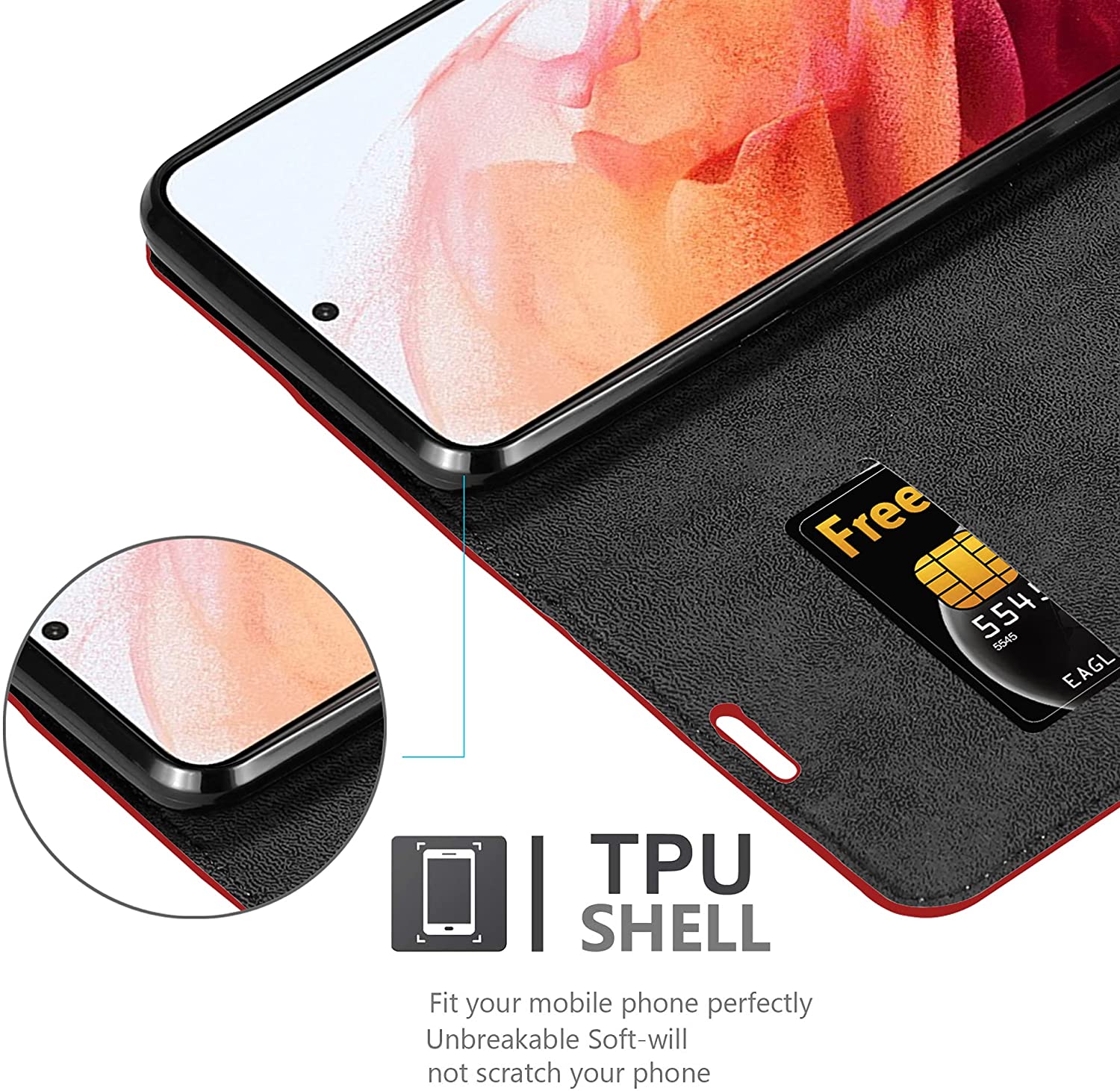 Cadorabo Samsung Galaxy S21 Plus Θήκη Βιβλίο Stand - Red