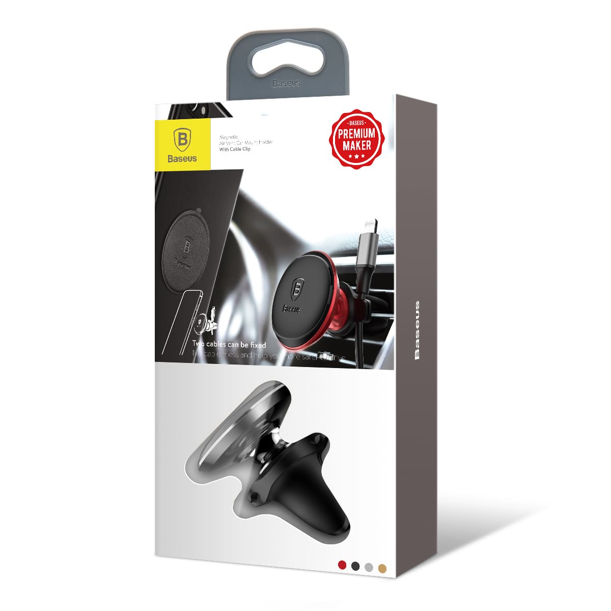 Baseus Magnetic Air Vent Car Mount Holder with Cable Clip - Μαγνητική Βάση Αυτοκινήτου Αεραγωγού με Clip για Καλώδιο - Black - SUGX - A01