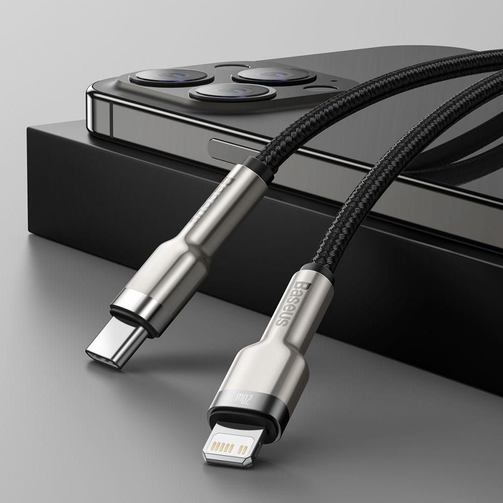 Baseus Cafule Series Metal Data PD 20W - Καλώδιο Δεδομένων και Φόρτισης Type - C to Lightning 0.25m - Black - CATLJK - 01