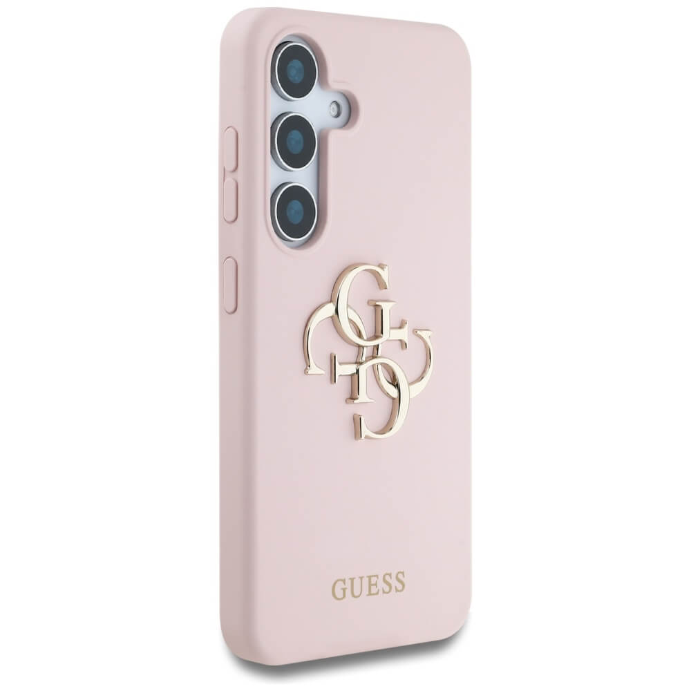 Guess Samsung Galaxy S25 - Silicone Big 4G Logo Bottom Script - Σκληρή Θήκη με Πλαίσιο Σιλικόνης - Pink - GUHCS25SS4SMDP