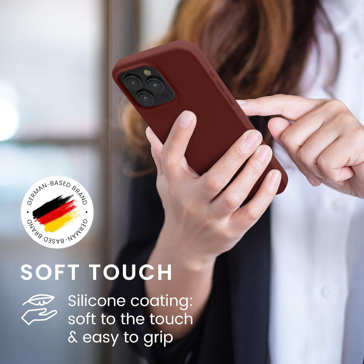 KW iPhone 15 Pro Max Θήκη Σιλικόνης Rubberized TPU - Tawny Red