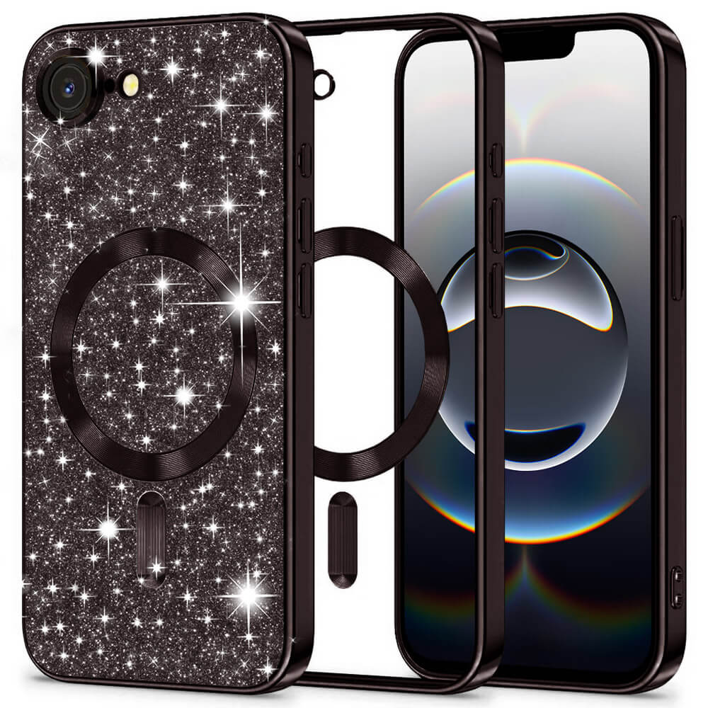 Techsuit iPhone 16e - Luxury Glitter MagSafe - Θήκη Σιλικόνης - Black