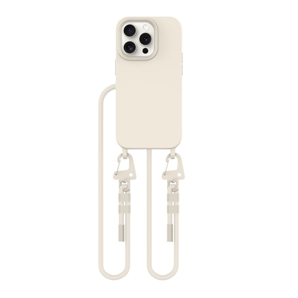 Tech - Protect iPhone 15 Pro MagNecklace - MagSafe Θήκη Σιλικόνης TPU με Pυθμιζόμενο Αποσπώμενο Κορδόνι - Cosmic Latte