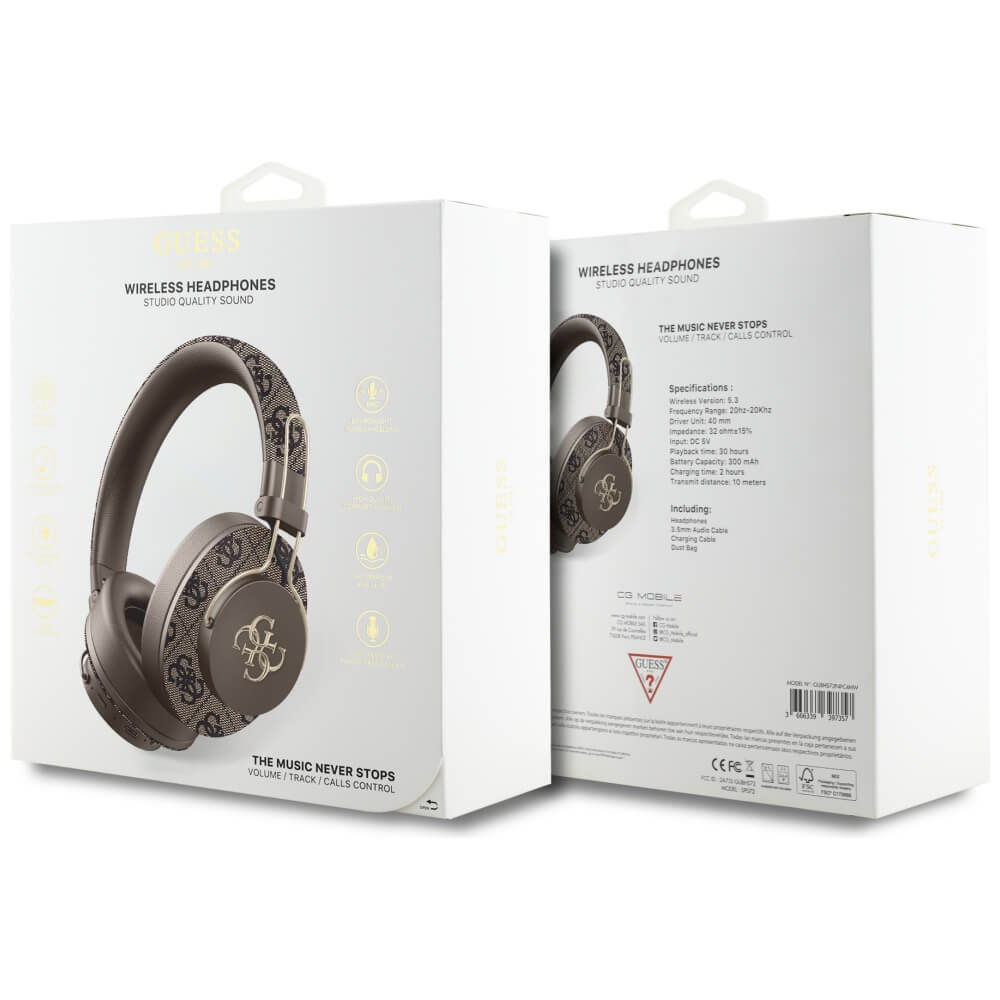 Guess Over - Ear Metal 4G Logo - Ασύρματα Bluetooth Ακουστικά - Brown